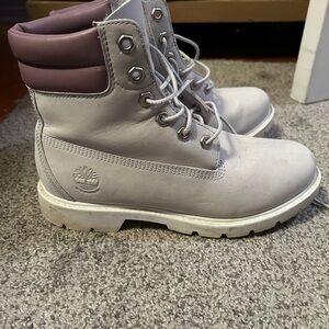 Timberland Women's Light Gray and Purple Boots